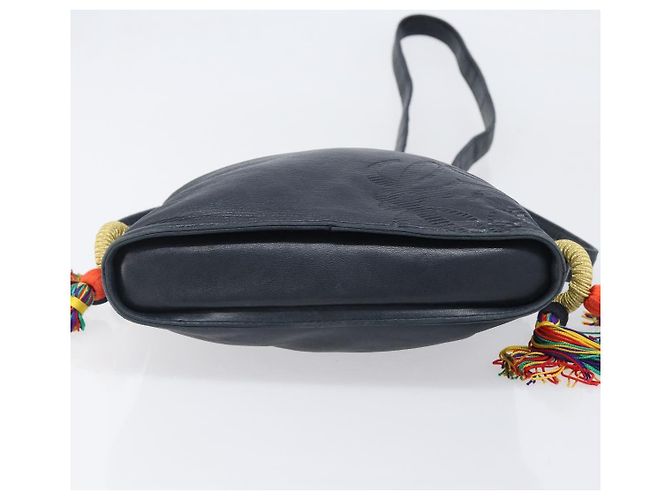 Borsa a tracolla LOEWE Flamenco in pelle nera autentica 202986A Nero - vista 5
