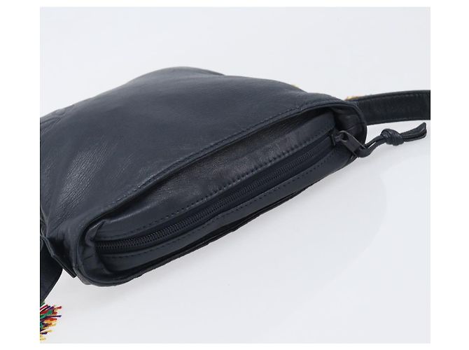 Borsa a tracolla LOEWE Flamenco in pelle nera autentica 202986A Nero - vista 6