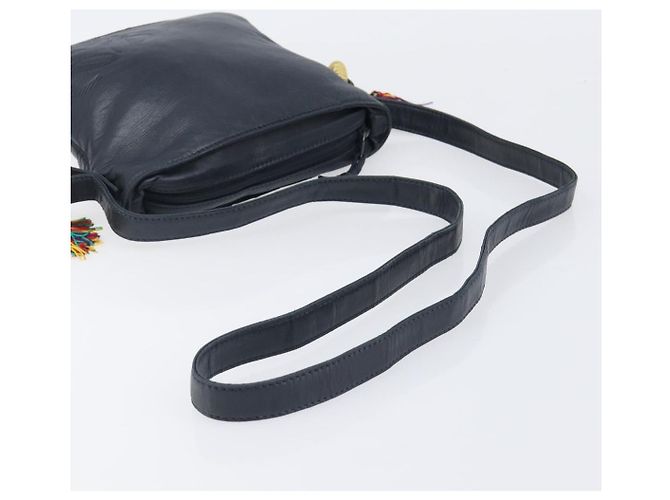 Borsa a tracolla LOEWE Flamenco in pelle nera autentica 202986A Nero - vista 7