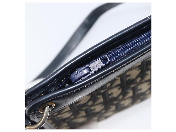 Borsa a tracolla Christian Dior Trotter Canvas Navy Gold Auth 203402 D'oro Blu navy - vista 10