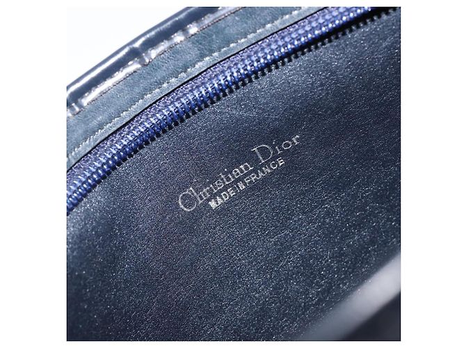 Borsa a tracolla Christian Dior Trotter Canvas Navy Gold Auth 203402 D'oro Blu navy - vista 11
