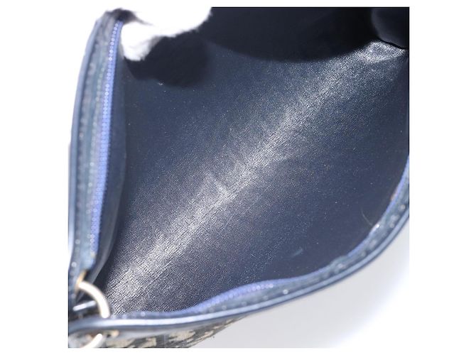 Borsa a tracolla Christian Dior Trotter Canvas Navy Gold Auth 203402 D'oro Blu navy - vista 12