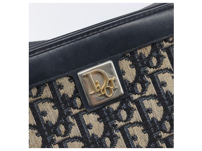 Borsa a tracolla Christian Dior Trotter Canvas Navy Gold Auth 203402 D'oro Blu navy - vista 19