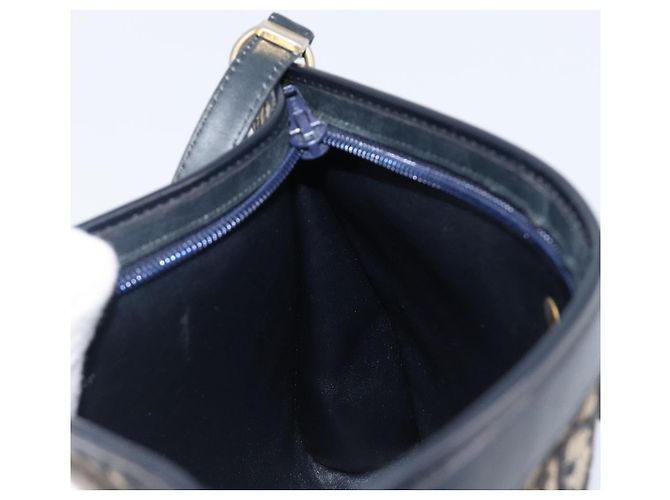 Borsa a tracolla Christian Dior Trotter Canvas Navy Gold Auth 203402 D'oro Blu navy - vista 20