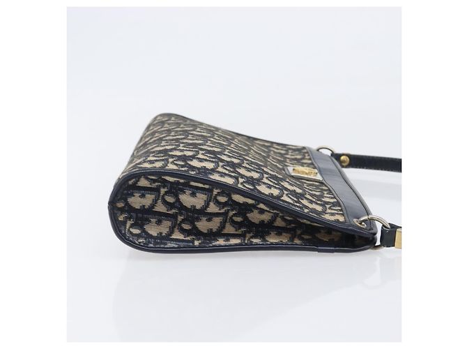 Borsa a tracolla Christian Dior Trotter Canvas Navy Gold Auth 203402 D'oro Blu navy - vista 3