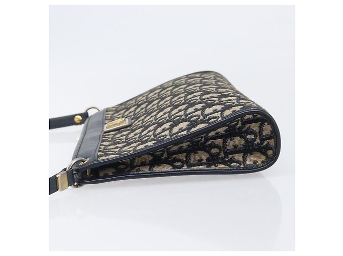 Borsa a tracolla Christian Dior Trotter Canvas Navy Gold Auth 203402 D'oro Blu navy - vista 4