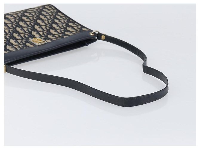 Borsa a tracolla Christian Dior Trotter Canvas Navy Gold Auth 203402 D'oro Blu navy - vista 7