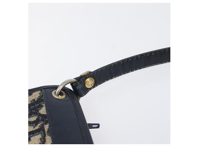 Borsa a tracolla Christian Dior Trotter Canvas Navy Gold Auth 203402 D'oro Blu navy - vista 9