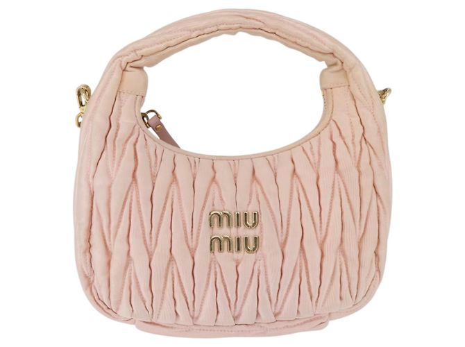 Borsa Miu Miu Matelassé Wonder Satin 2way Pink Gold Auth 197282V Rosa D'oro - vista 13