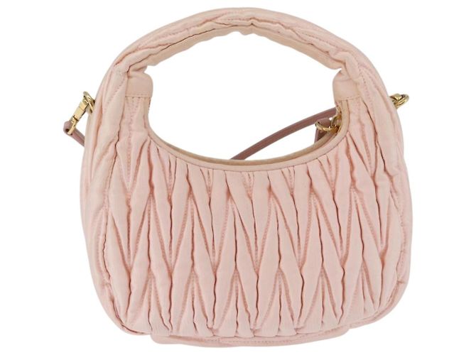 Borsa Miu Miu Matelassé Wonder Satin 2way Pink Gold Auth 197282V Rosa D'oro - vista 2
