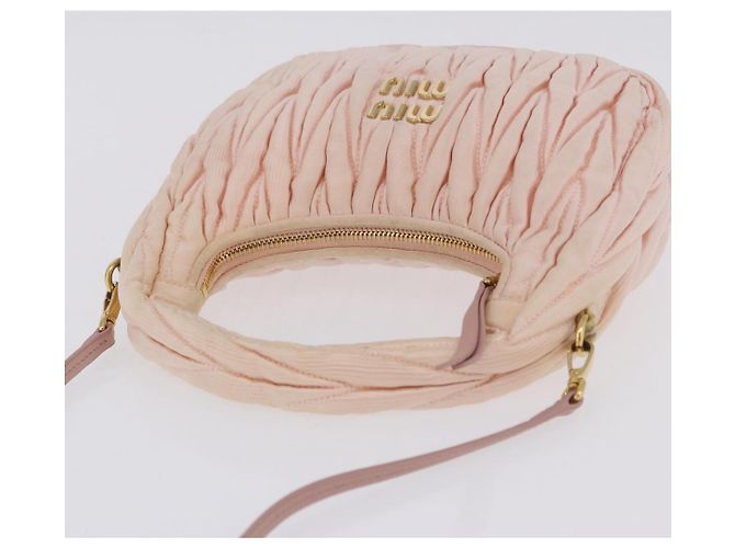 Borsa Miu Miu Matelassé Wonder Satin 2way Pink Gold Auth 197282V Rosa D'oro - vista 6