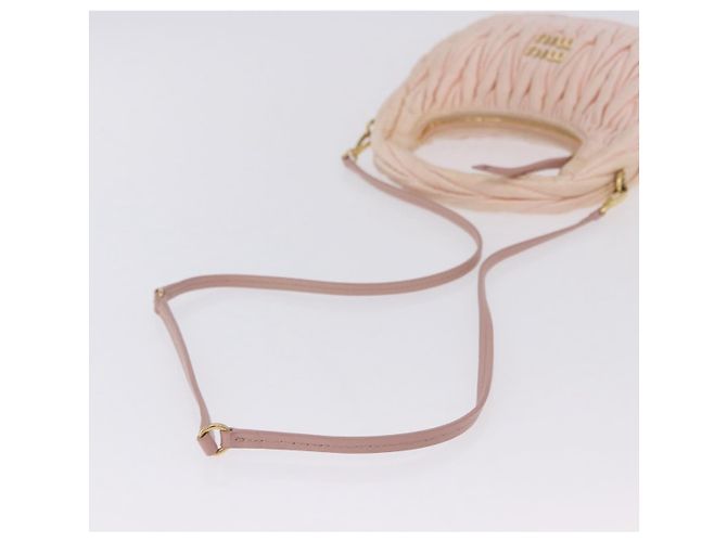 Borsa Miu Miu Matelassé Wonder Satin 2way Pink Gold Auth 197282V Rosa D'oro - vista 9