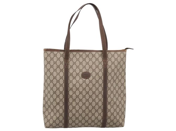 Borsa Tote GUCCI GG Supreme PVC Beige Auth 202702 - vista 13