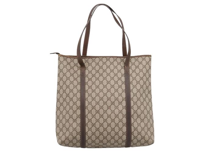 Borsa Tote GUCCI GG Supreme PVC Beige Auth 202702 - vista 2