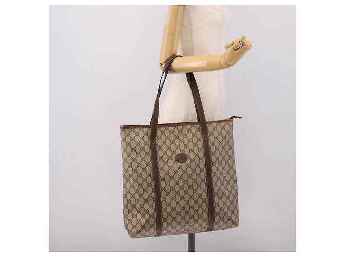 Borsa Tote GUCCI GG Supreme PVC Beige Auth 202702 - vista 20