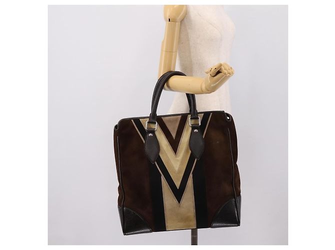 Borsa a mano LOUIS VUITTON Kabainsbruck Suede Brown Silver M95245 LV Auth 202462A Marrone Argento - vista 21