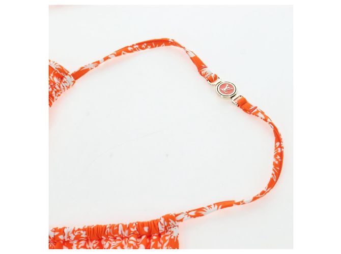 LOUIS VUITTON Badeanzug Bikini Polyester Orange White LV Auth 202126M Weiß - Ansicht 11