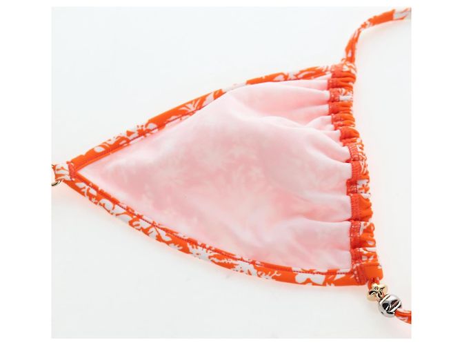 LOUIS VUITTON Badeanzug Bikini Polyester Orange White LV Auth 202126M Weiß - Ansicht 15