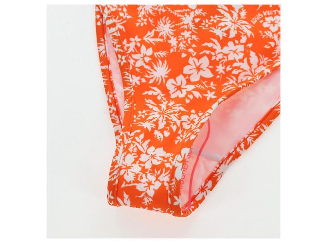 LOUIS VUITTON Badeanzug Bikini Polyester Orange White LV Auth 202126M Weiß - Ansicht 25