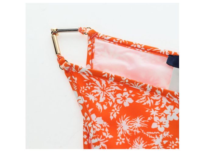 LOUIS VUITTON Badeanzug Bikini Polyester Orange White LV Auth 202126M Weiß - Ansicht 26