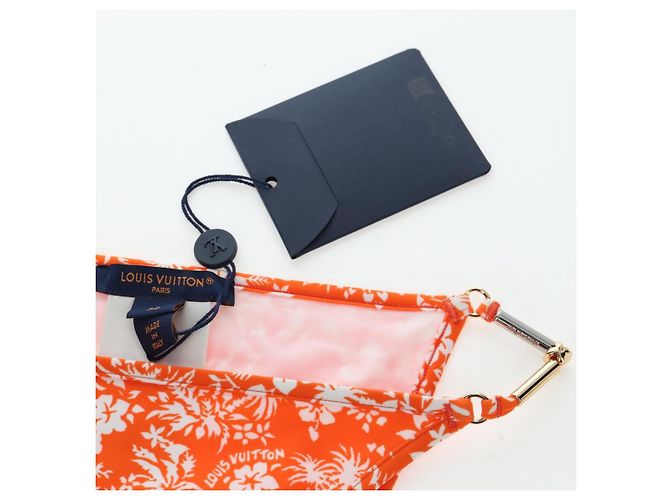 LOUIS VUITTON Badeanzug Bikini Polyester Orange White LV Auth 202126M Weiß - Ansicht 27
