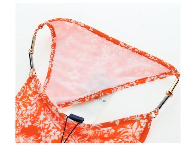 LOUIS VUITTON Badeanzug Bikini Polyester Orange White LV Auth 202126M Weiß - Ansicht 29