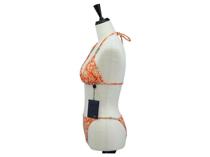LOUIS VUITTON Badeanzug Bikini Polyester Orange White LV Auth 202126M Weiß - Ansicht 3