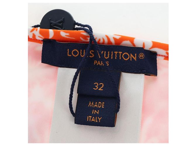 LOUIS VUITTON Badeanzug Bikini Polyester Orange White LV Auth 202126M Weiß - Ansicht 32