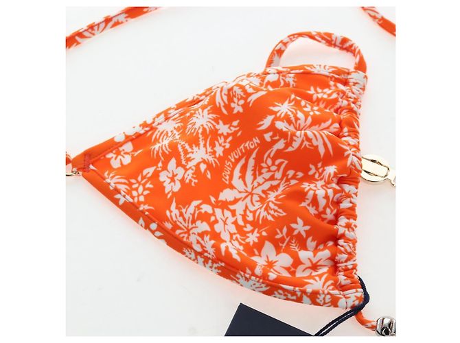 LOUIS VUITTON Badeanzug Bikini Polyester Orange White LV Auth 202126M Weiß - Ansicht 6