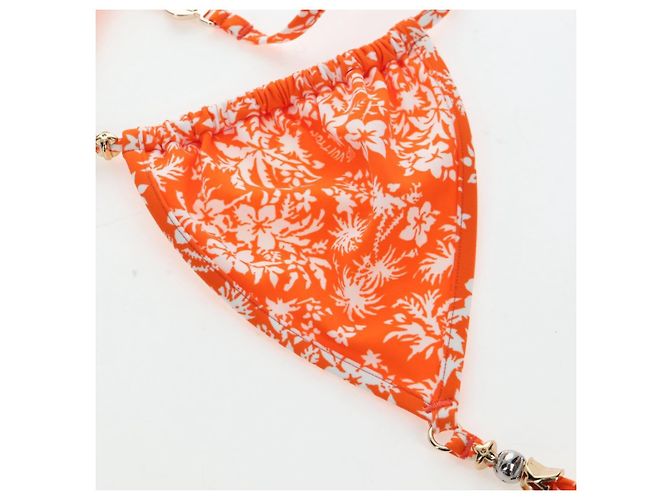 LOUIS VUITTON Badeanzug Bikini Polyester Orange White LV Auth 202126M Weiß - Ansicht 8