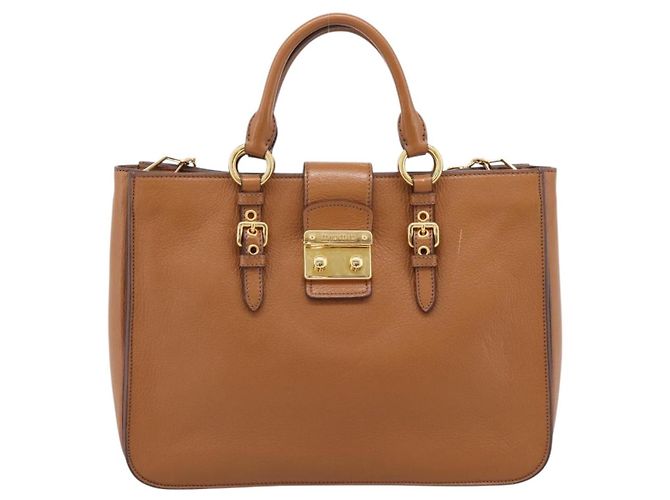 Borsa a mano Miu Miu in pelle 2way marrone oro autentica 202932V D'oro - vista 13