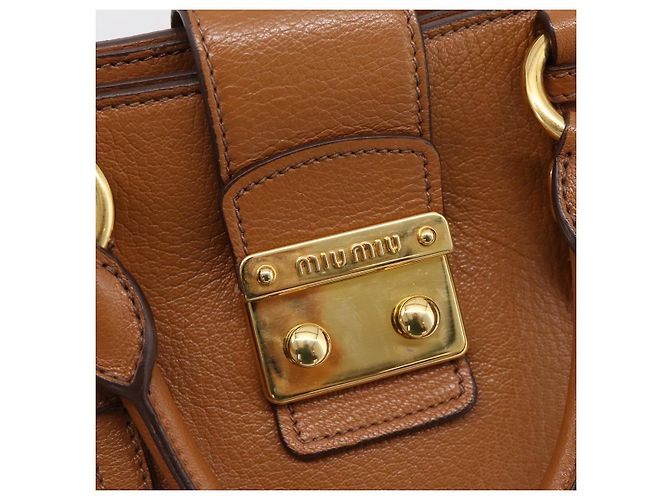 Borsa a mano Miu Miu in pelle 2way marrone oro autentica 202932V D'oro - vista 19