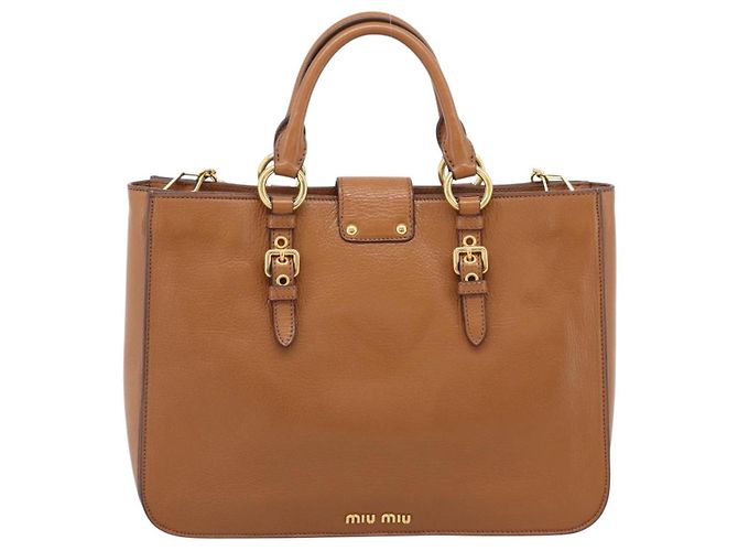 Borsa a mano Miu Miu in pelle 2way marrone oro autentica 202932V D'oro - vista 2