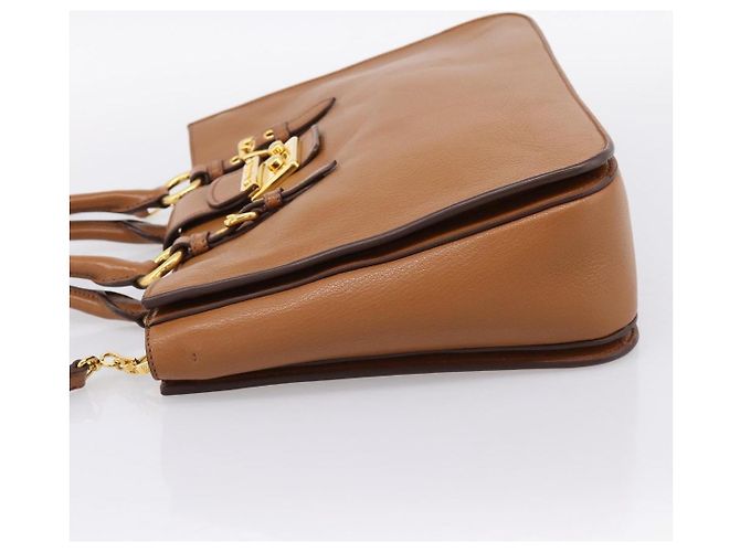 Borsa a mano Miu Miu in pelle 2way marrone oro autentica 202932V D'oro - vista 3