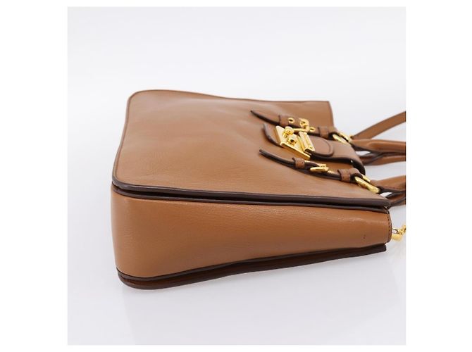 Borsa a mano Miu Miu in pelle 2way marrone oro autentica 202932V D'oro - vista 4