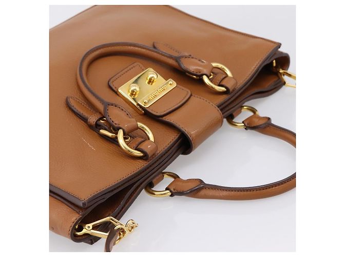 Borsa a mano Miu Miu in pelle 2way marrone oro autentica 202932V D'oro - vista 6