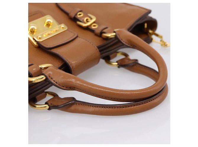 Borsa a mano Miu Miu in pelle 2way marrone oro autentica 202932V D'oro - vista 7