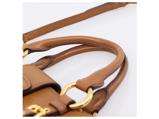 Borsa a mano Miu Miu in pelle 2way marrone oro autentica 202932V D'oro - vista 8