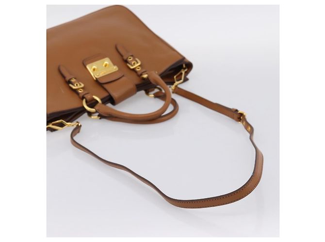 Borsa a mano Miu Miu in pelle 2way marrone oro autentica 202932V D'oro - vista 9
