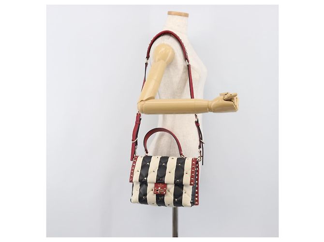 Borsa VALENTINO Rock Studs in pelle 2way Rossa Oro Auth 200731V Rosso D'oro - vista 29