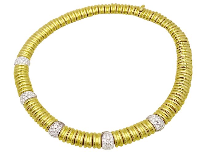 Autre Marque Colar de godrons em ouro de dois tons e diamantes. - vista 3
