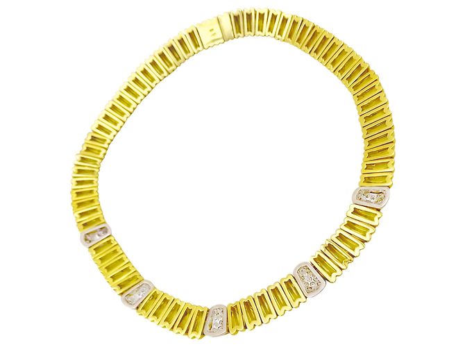 Autre Marque Colar de godrons em ouro de dois tons e diamantes. - vista 4