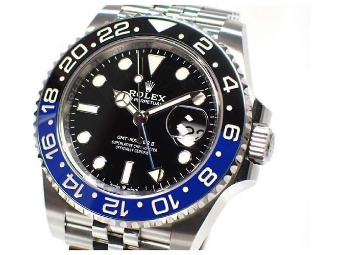 ROLEX GMT MasterII lunetta blu e nera 126710BLNR Bracciale Jubilee '25 Uomo Argento - vista 3