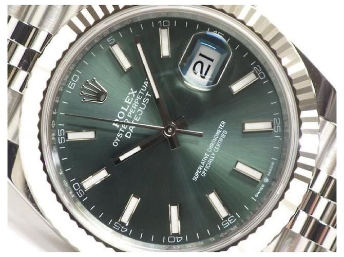 ROLEX Datejust 41 verde menta Bracciale Jubilee Rif.126334 Uomo Argento - vista 2