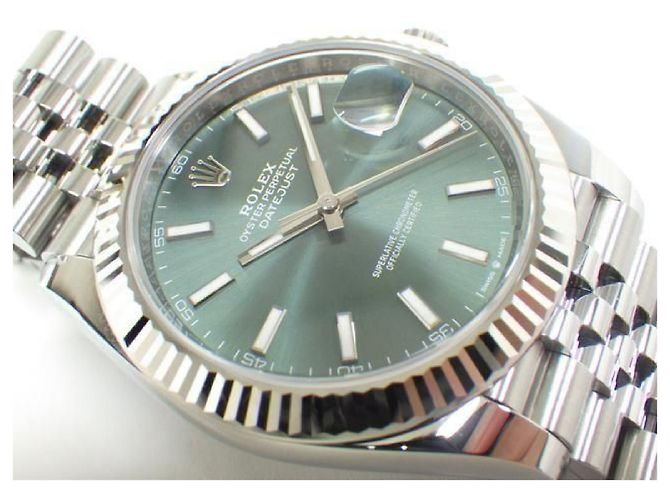 ROLEX Datejust 41 verde menta Bracciale Jubilee Rif.126334 Uomo Argento - vista 3