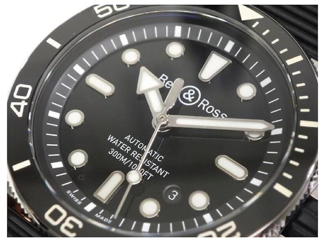 BELL & ROSS BR03 DIVER acciaio nero 42 MM BR03A-D-BL-ST/SRB Uomo Argento - vista 3