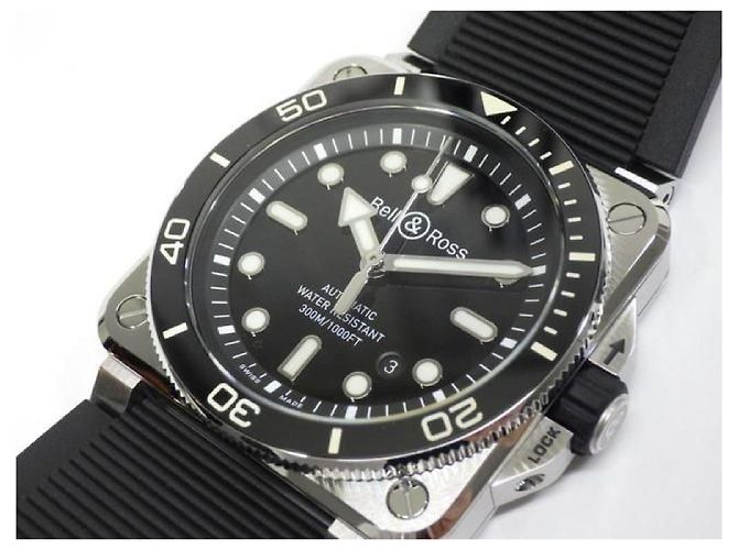 BELL & ROSS BR03 DIVER acciaio nero 42 MM BR03A-D-BL-ST/SRB Uomo Argento - vista 4