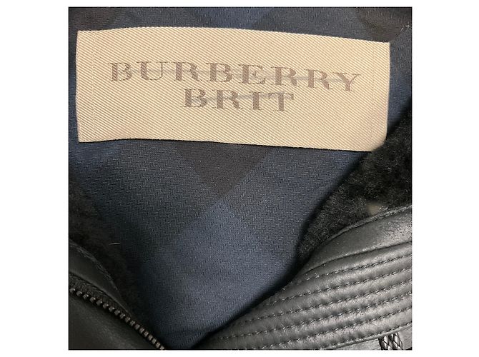 Giacca in pelle Burberry Brit nera foderata in shearling con cappuccio bordato di pelliccia Nero - vista 4