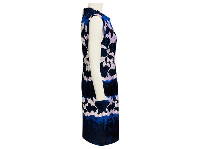 Yigal Azrouel Blue Multi Bajam Daisy Trellis Burn Out Kleid Blau - Ansicht 2