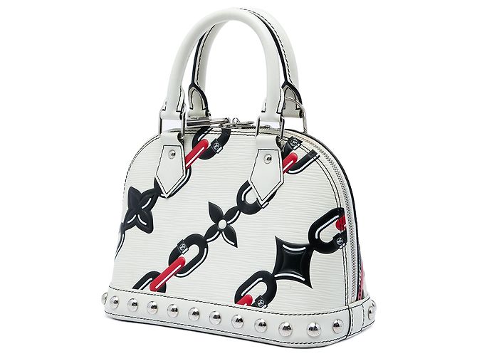 Borsa Satchel Louis Vuitton Epi Chain Flower Alma BB Bianca Bianco - vista 2